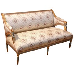 French Empire Settee Giltwood and Parcel Paint