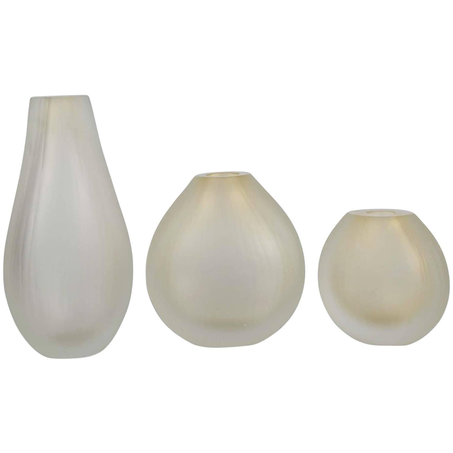 Set of Three Vases in Murano Glass Signed Alberto Dona