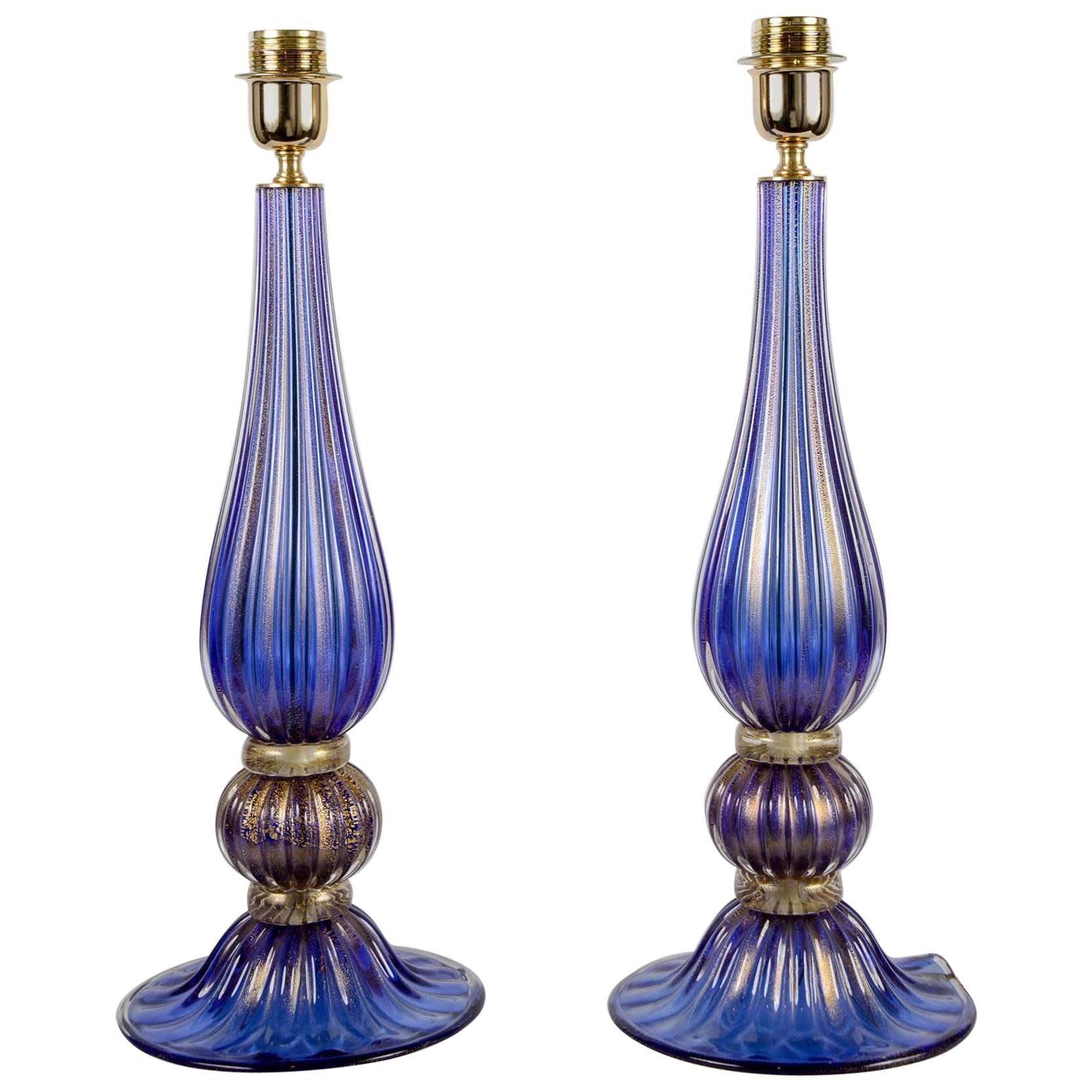 Pair of Table Lamps in Murano Glass