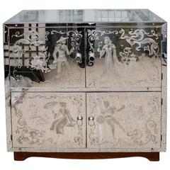 Commode in Engraved Mirror Attributed to Alexis Hinsberger