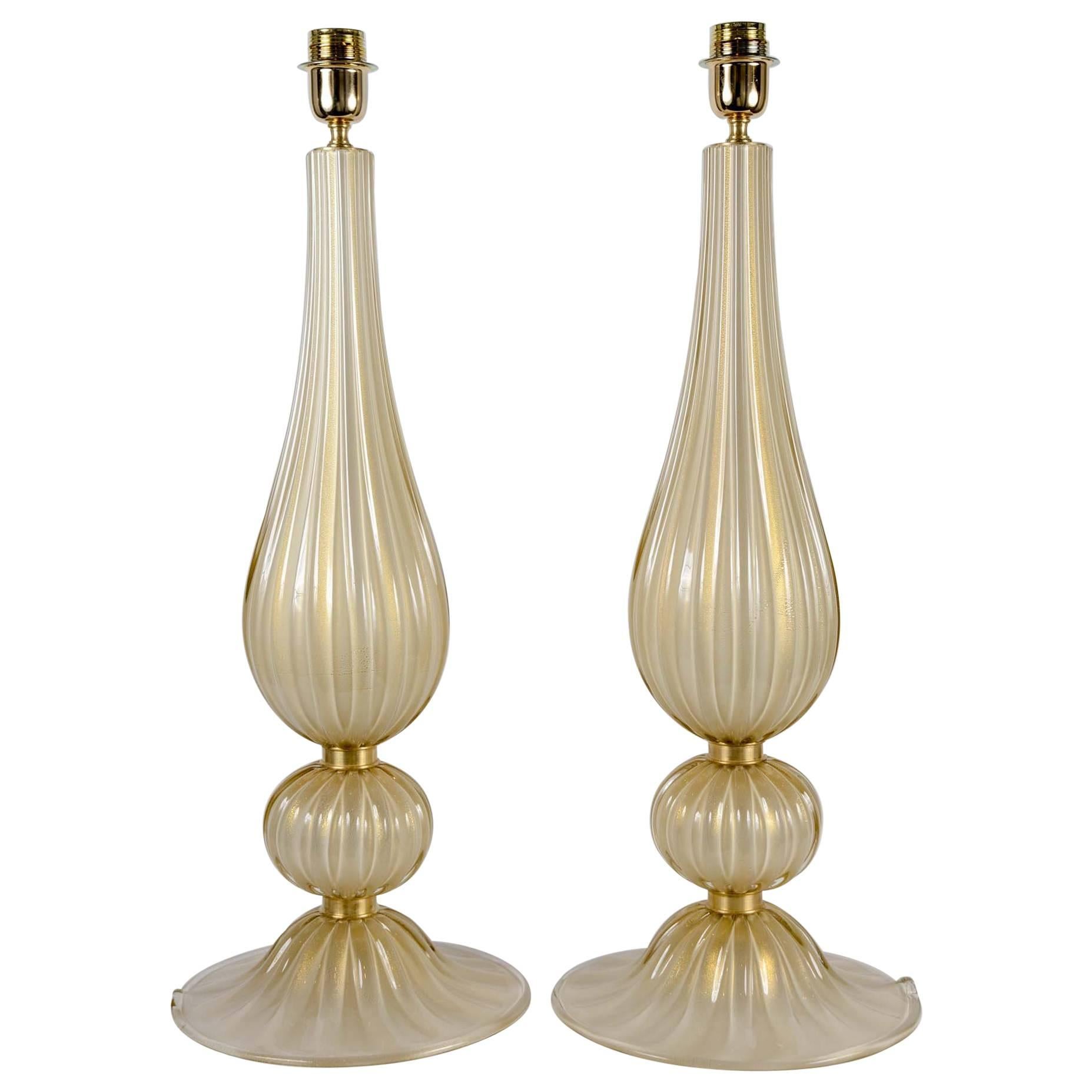 Pair of Table Lamps in Murano Glass