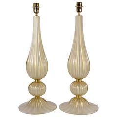 Pair of Table Lamps in Murano Glass