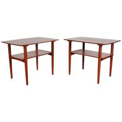 Pair of Povl Dinesen Floating Top Side Tables in Teak