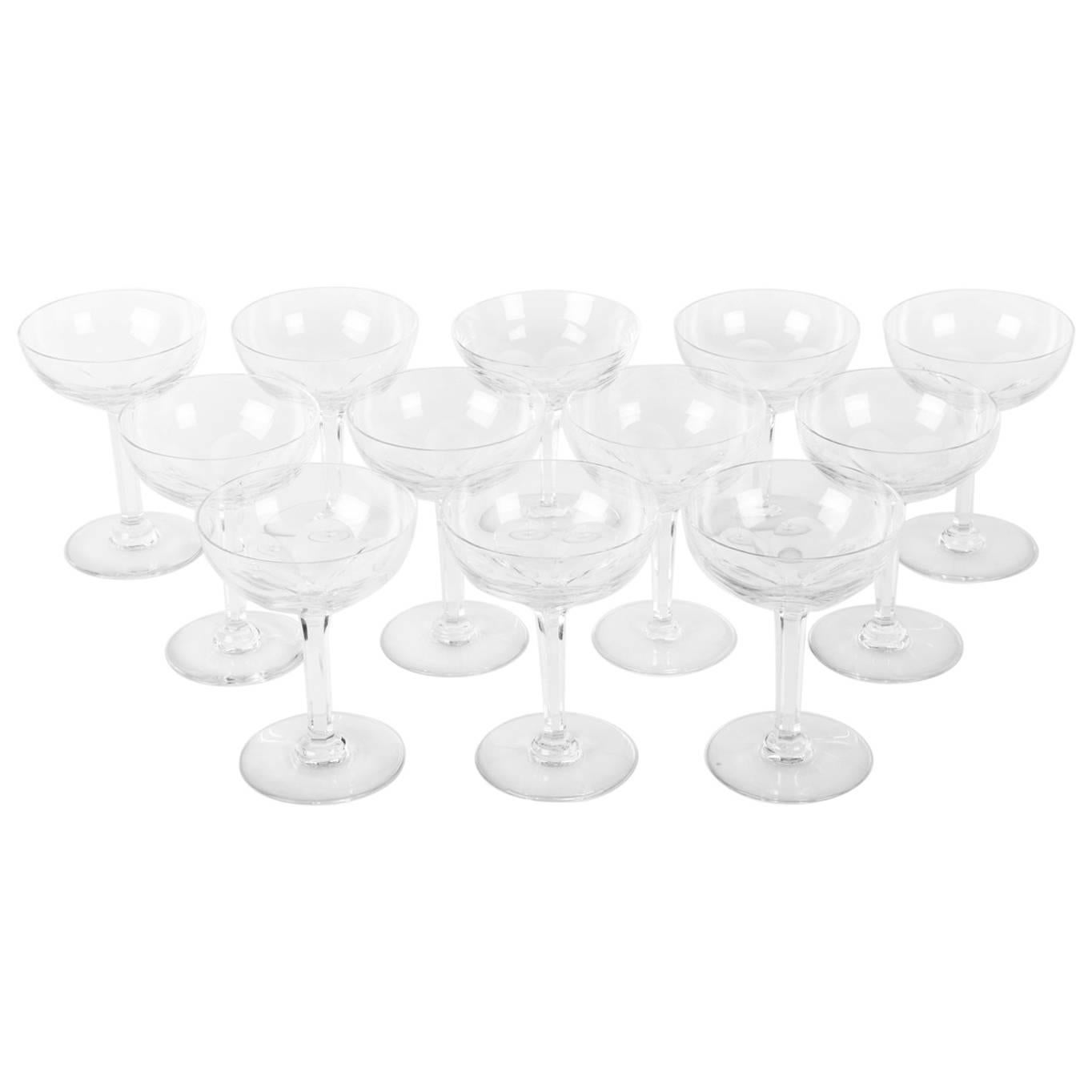 Vintage Baccarat Two Set of 12 Crystal Champagne Coupes