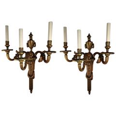 Pair of Louis XVI Style Three-Light Wall Sconces 7