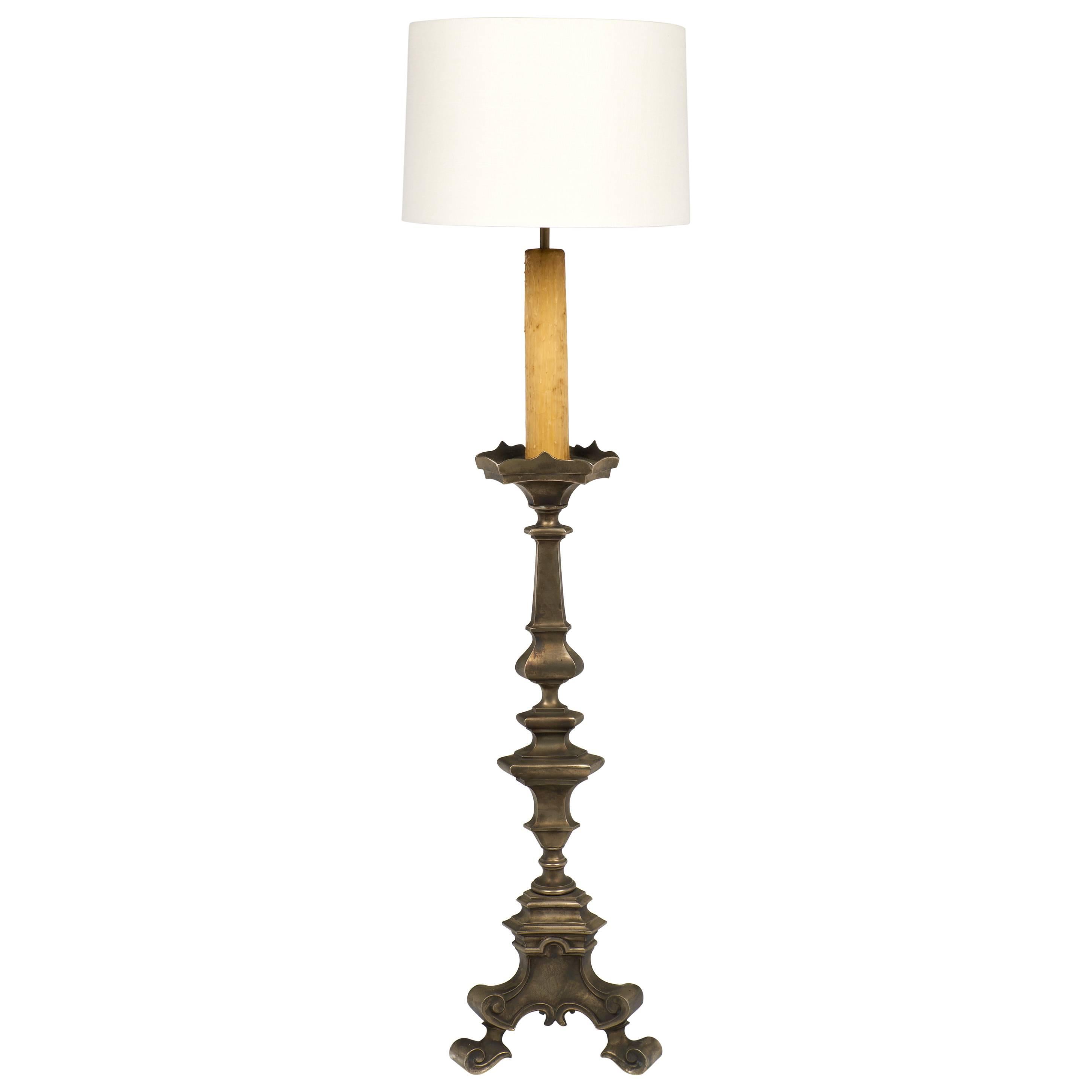 Spanish Brass Floor Lamp, circa 1950 For Sale