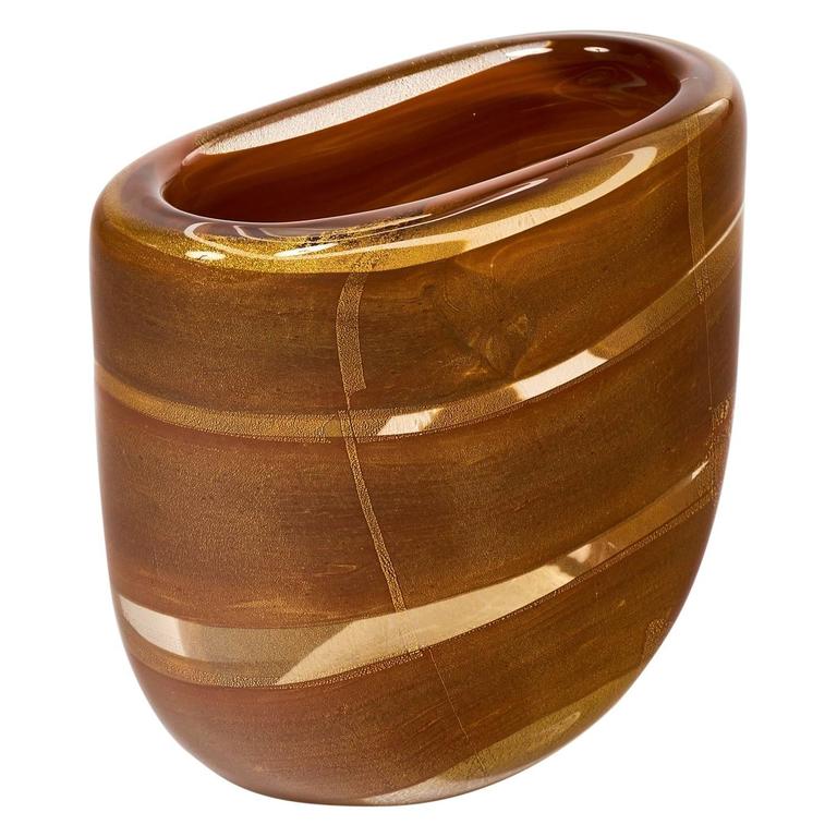Murano Glass Amber and Gold Vase For Sale at 1stdibs