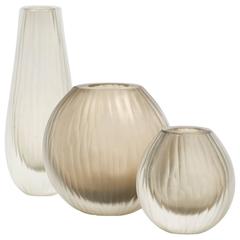Trio of Smoke Colored Murano Glass Vases