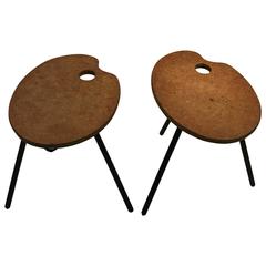 Phenomenal Pair of Palette Shaped Side Tables or Accent Tables