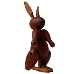 Rare Vintage Articulated Oak Rabbit by Kay Bojesen, Denmark, 1960s