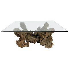Large Sculptural Freeform Driftwood Burl Coffee Table 4