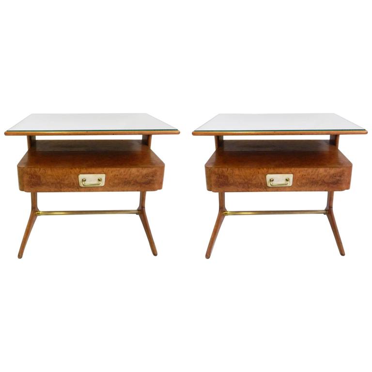 Elegant Italian Bedside Tables Ico Parisi Style at 1stDibs