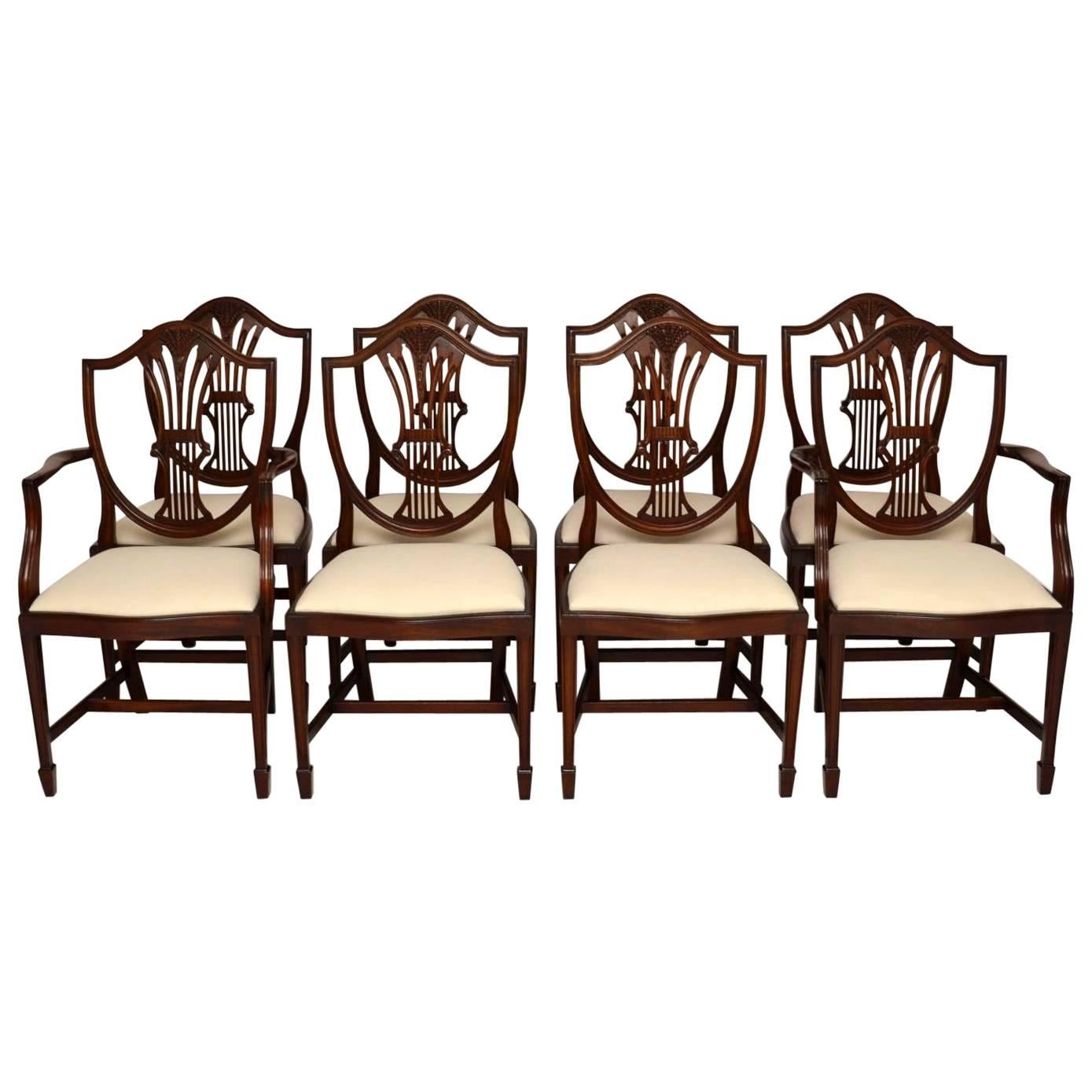 Set of Eight Antique Georgian Style Mahogany Dining Chairs