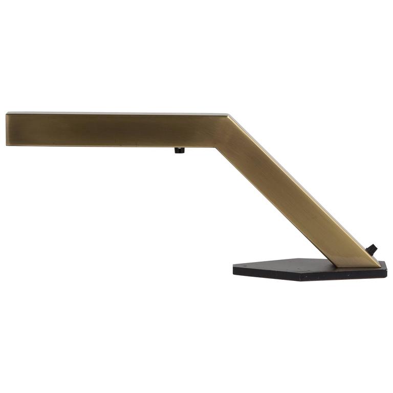 Single Sculptural Brass Desk Lamp, 1970s For Sale at 1stDibs
