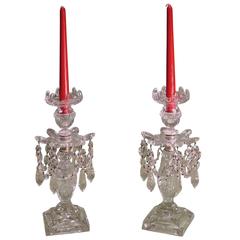 Pair of Late 19th Century Cut-Glass Lustre Candlesticks 9
