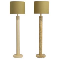 Matched Pair of Tessellated Bone Veneered Floor Lamps, 1970s