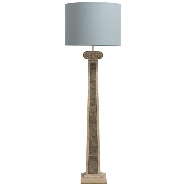 Maitland Smith Tessellated Stone Ionic Column Floor Lamp, 1980s For Sale at 1stDibs