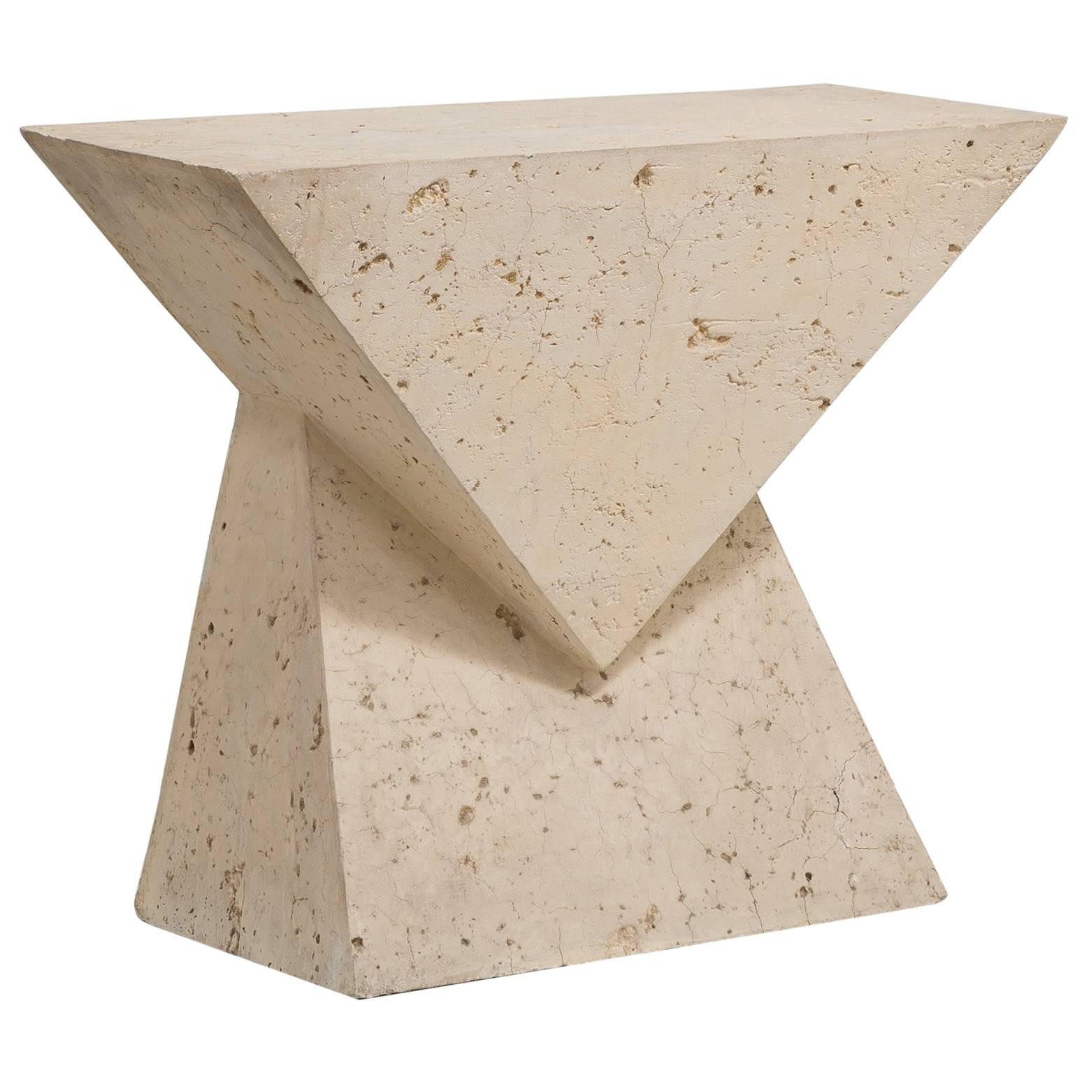 Geometric Composition Stone Veneered Console Table, 1970s For Sale