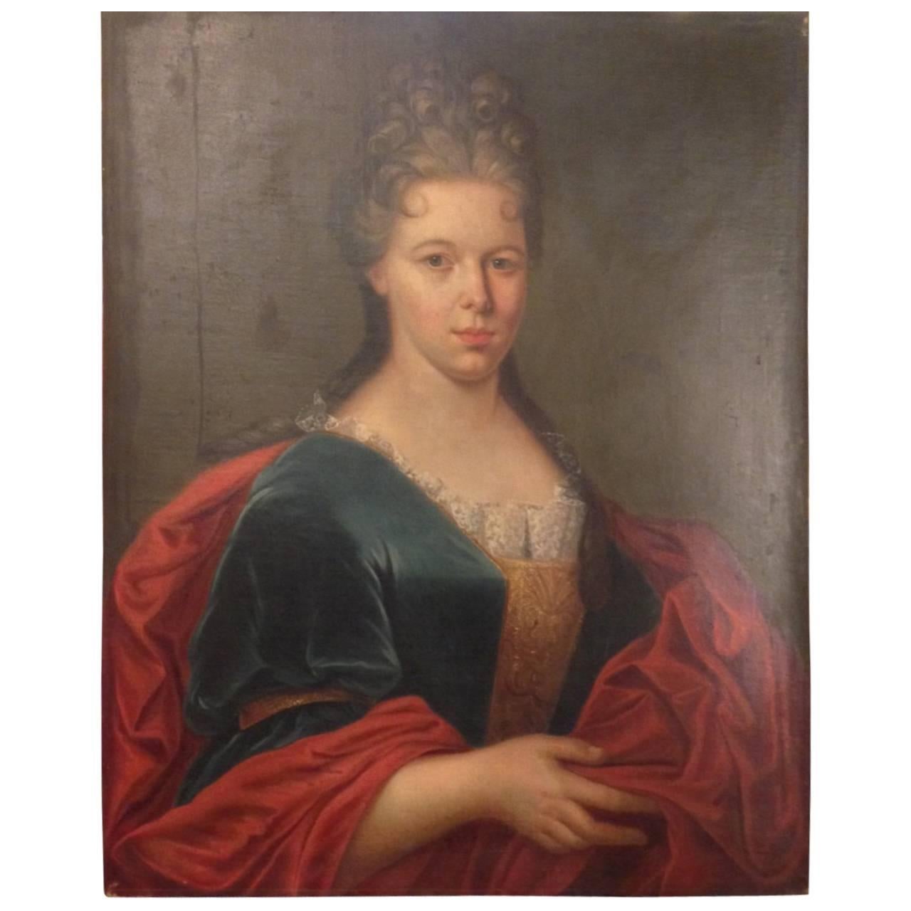 18th Century Oil on Canvas Portrait For Sale