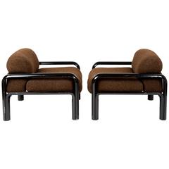 Set of Knoll Lounge Chairs by Gae Aulenti for Poltrona, with the Original Fabric