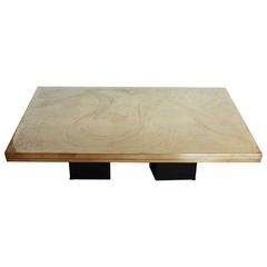 Beautiful Etched Brass Coffee Table by Christian Heckscher