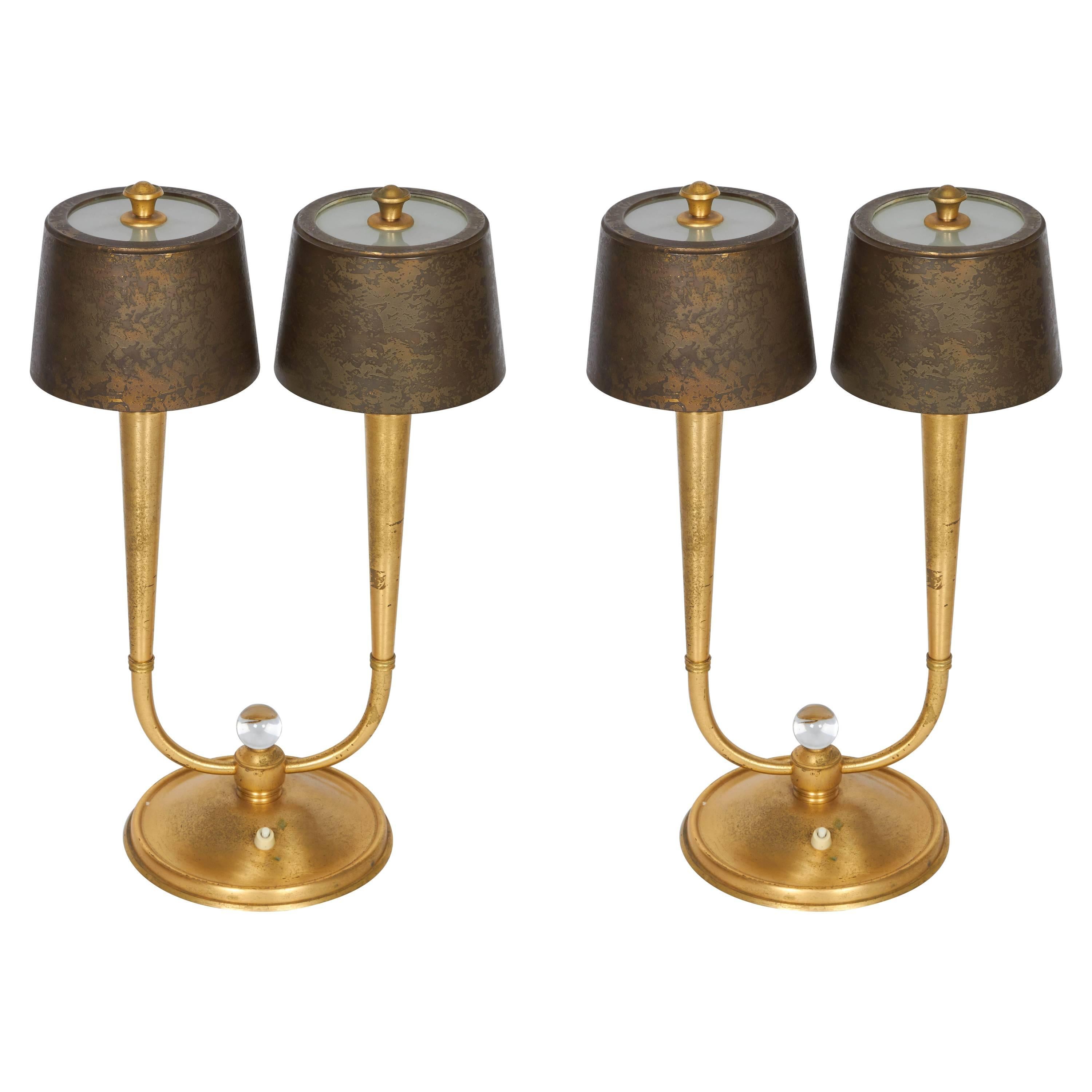 Paire de lampes de table par Gent et Michon en vente