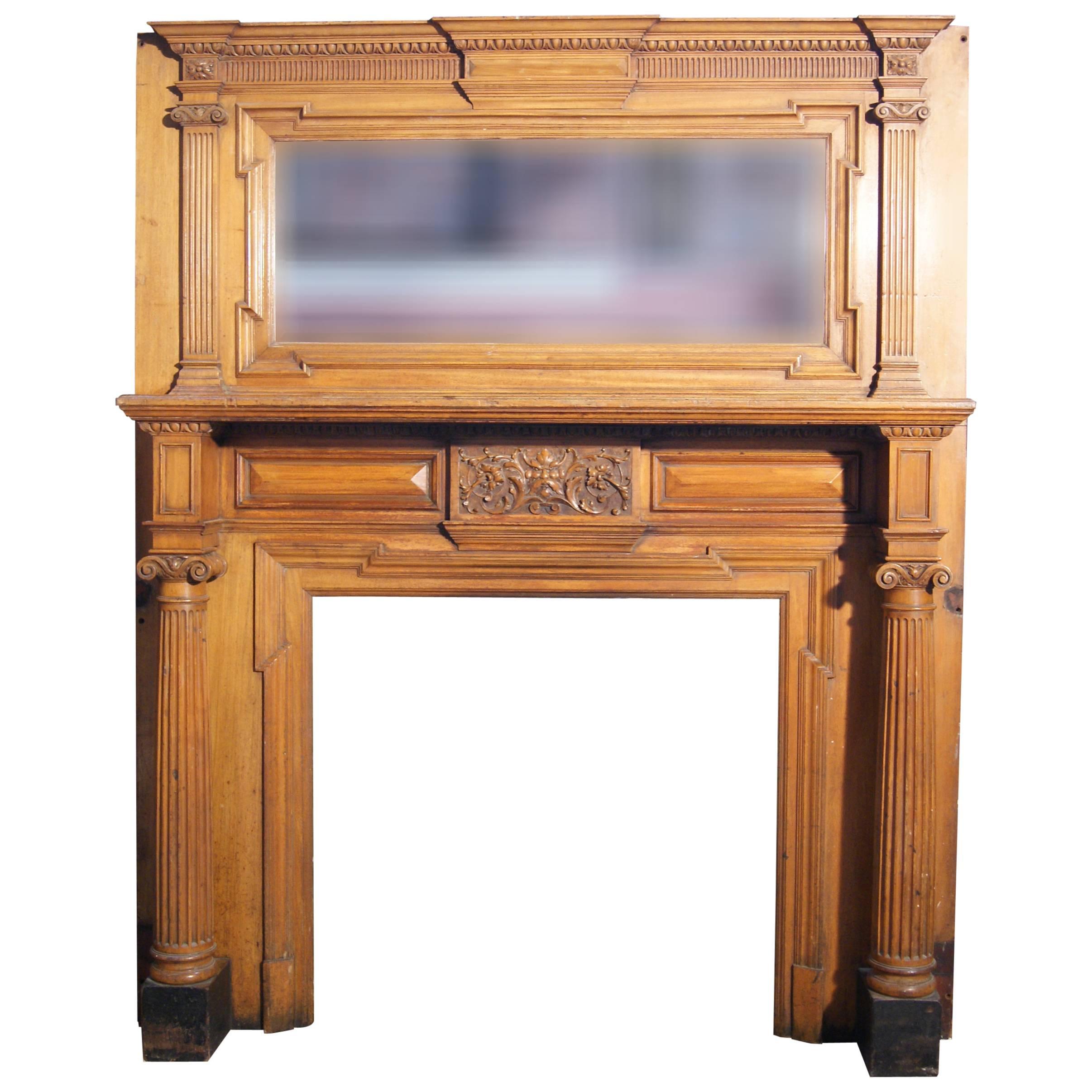 Large Carved Walnut Fire Surround, circa 1880
