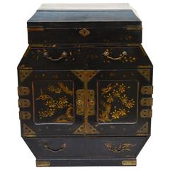Antique 19th Century Japanese Meiji Period Lacquered Wood Table Cabinet or Jewelry Box