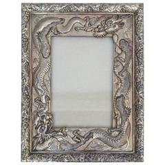 Japanese Silver Plated Picture Frame Embellished with Dragons, circa 1930