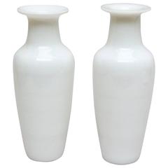 Two White French Opaline Glass Vases 2