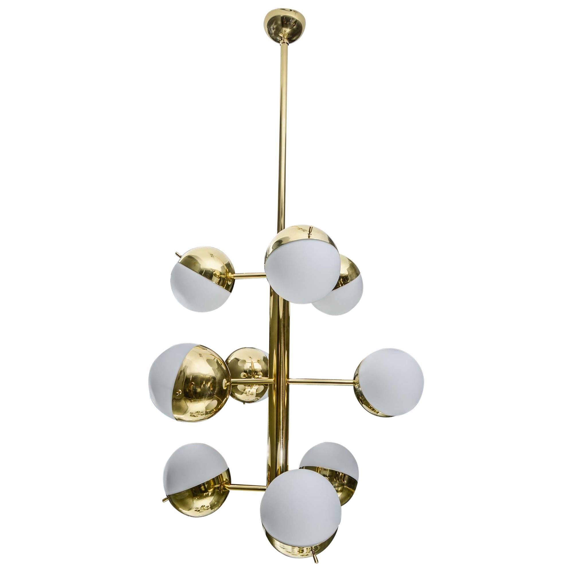 Brass Suspensions with Half Glass Globes For Sale
