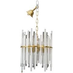 Vintage Small Chandelier with Glass Rods in Different Sizes and Colors