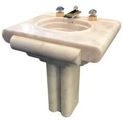 Wonderful Retro Sherle Wagner Vanity Sink Nickel Brass Onyx Art Deco Nouveau