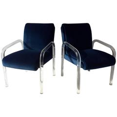 Pair of Vintage Lucite Arm Chairs, Manner Charles Hollis Jones or Lion In Frost 12