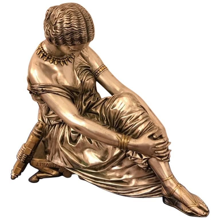 French Bronze Figure of a Seated Female For Sale