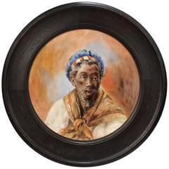 Large Hand-Painted Orientalist Limoges Porcelain Wall Plaque with a Blackamoor 9