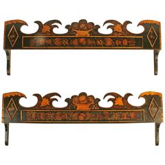 Pair of New England Stenciled Window Valances, circa 1820