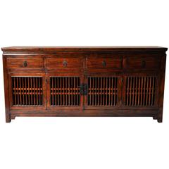 Chinese Spindle Door Cabinet with Restoration