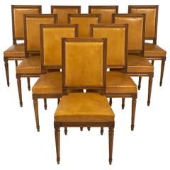 Set of Ten French Antique Louis XVI Style Dining Chairs