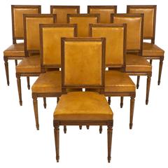 Set of Ten French Antique Louis XVI Style Dining Chairs