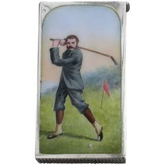Victorian Silver and Enamel Golfing Vesta Case