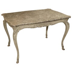Painted Antique Louis XV Style Center Table with Faux Marble Top