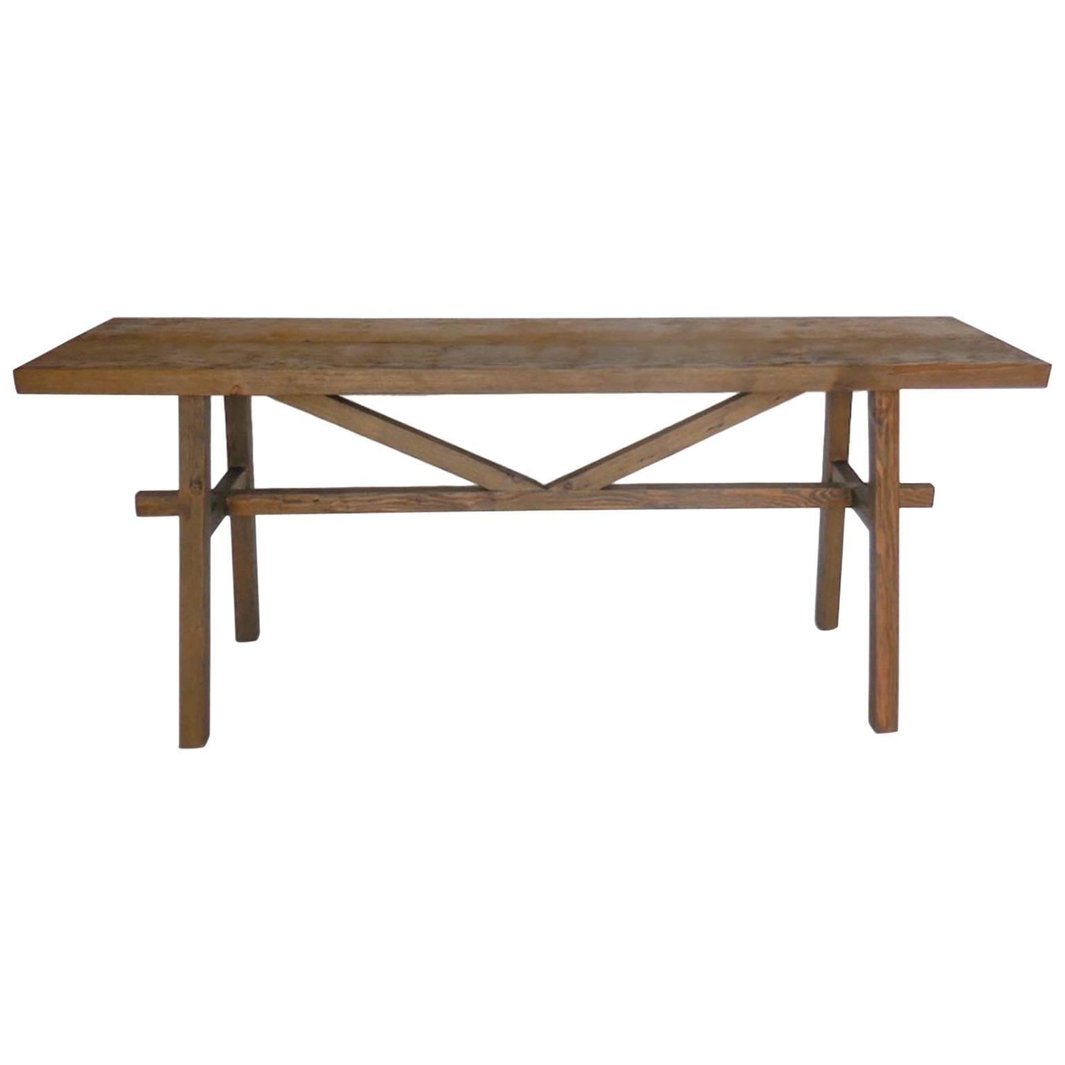 Dos Gallos Custom Wood Console with High Stretcher