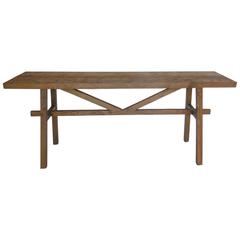 Reclaimed Wood Console with High Stretcher 6