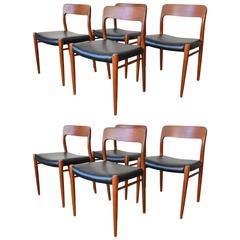 Set of Eight Model 75 Dining Chairs by N.O. Moller, circa 1964