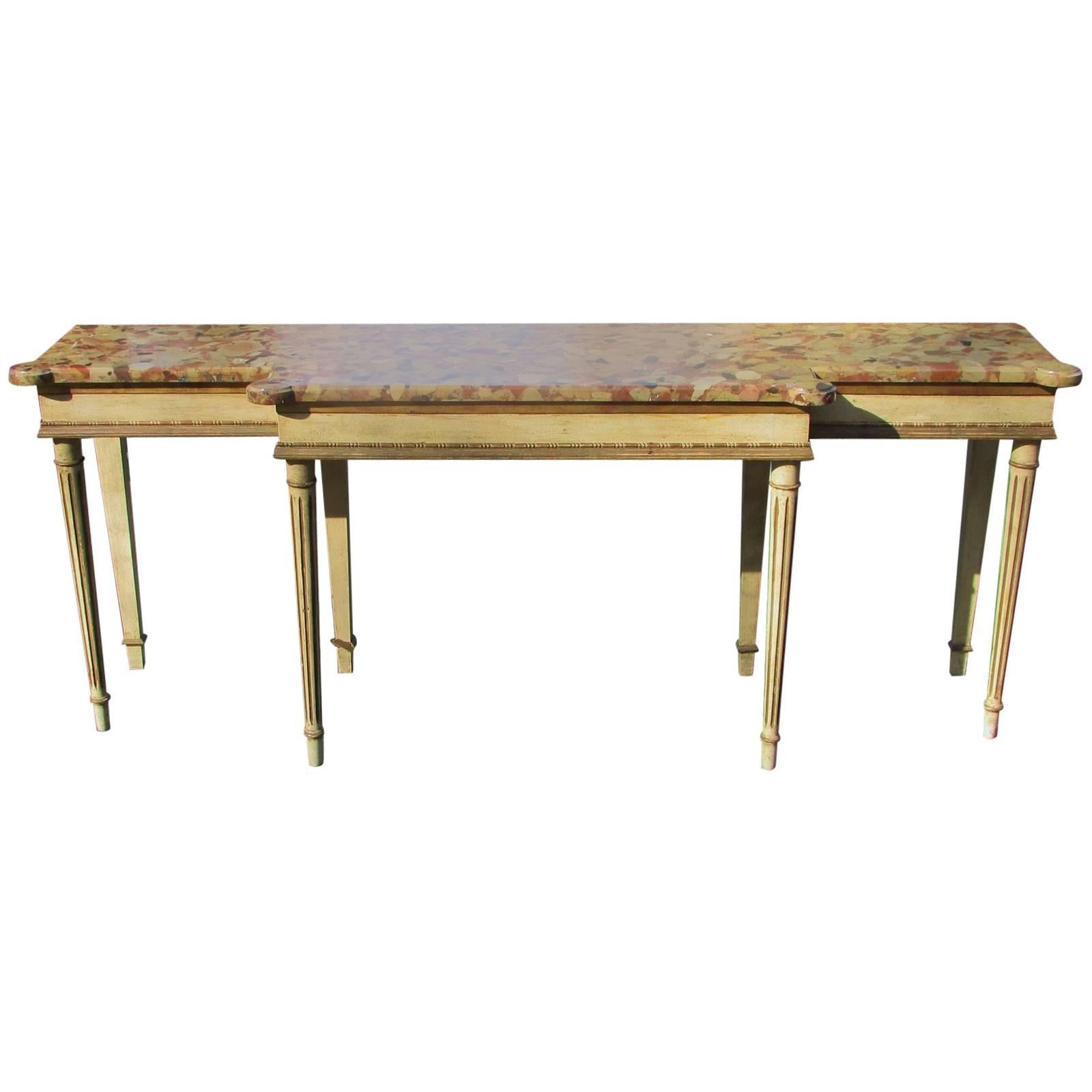 Neoclassical French Style Marble-Top of Console Sofa Table