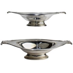 Pair of Edwardian English Sterling Silver Scroll Handle Bowls by Wilson & Sharp