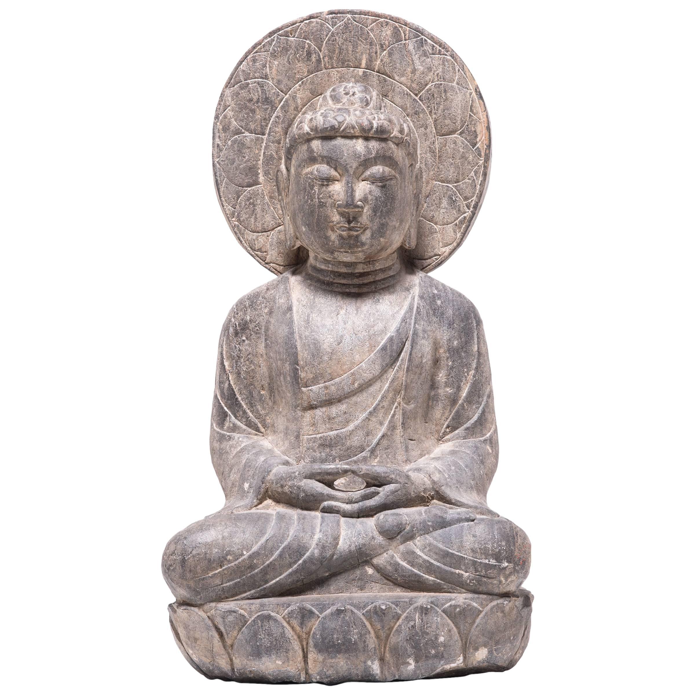 Early 20th Century Peaceful Lotus Buddha