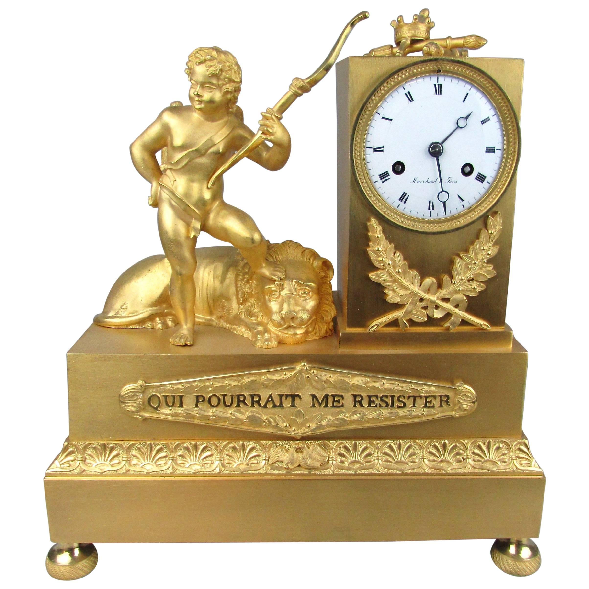 Early 19th Century French Gilded Ormolu Mantle Clock For Sale