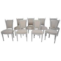 Set of eight Antique French Louis XVI Style Dining Chairs 10